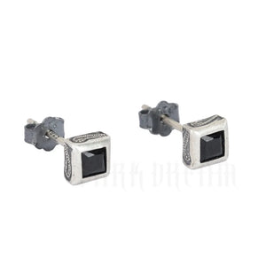 925 Sterling Silver Zircon Stud Earrings Retro Design