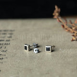 925 Sterling Silver Zircon Stud Earrings Retro Design