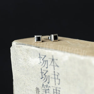 925 Sterling Silver Zircon Stud Earrings Retro Design