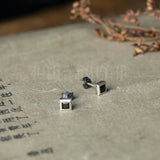 925 Sterling Silver Zircon Stud Earrings Retro Design