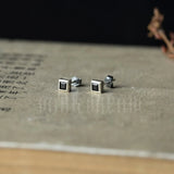 925 Sterling Silver Zircon Stud Earrings Retro Design