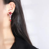 Ruby Drop Earrings for Women High Carbon Diamond Party Wedding Jewelry