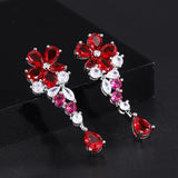 Ruby Drop Earrings for Women High Carbon Diamond Party Wedding Jewelry