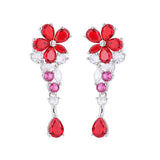 Ruby Drop Earrings for Women High Carbon Diamond Party Wedding Jewelry