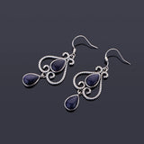 Retro 6X9MM Sandstone Earrings 925 Silver Natural Moonstone Amethyst Earrings