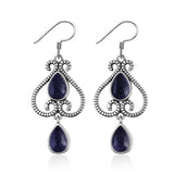 Retro 6X9MM Sandstone Earrings 925 Silver Natural Moonstone Amethyst Earrings