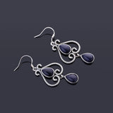 Retro 6X9MM Sandstone Earrings 925 Silver Natural Moonstone Amethyst Earrings