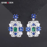 Emerald Sapphire Drop Earrings for Women