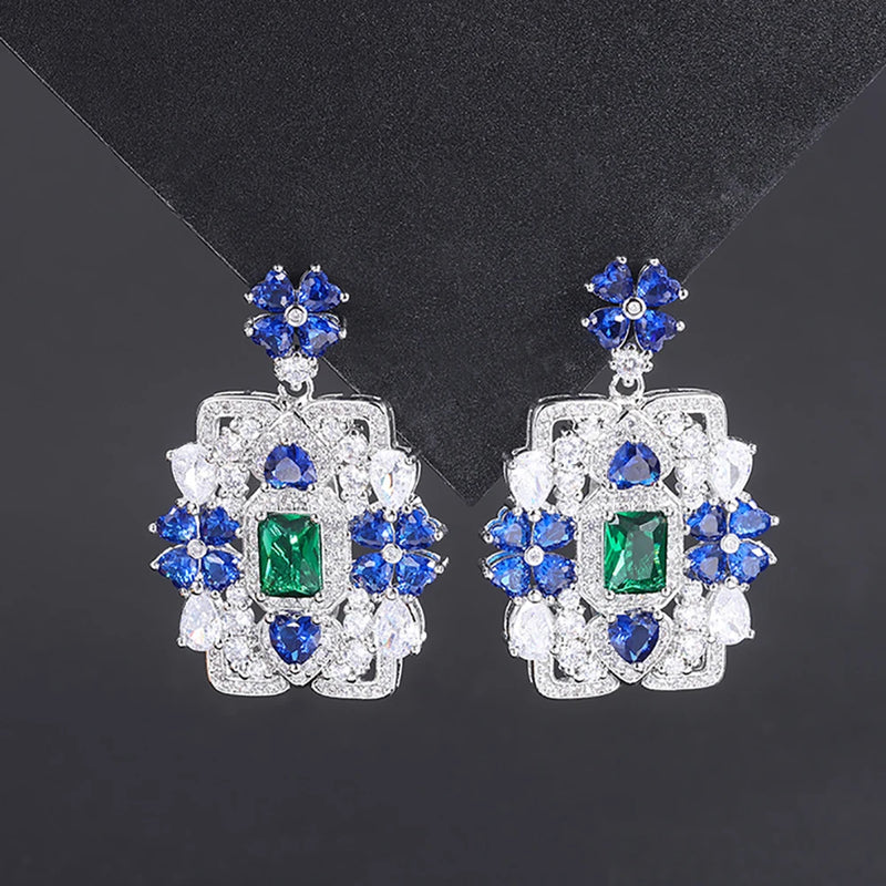 Emerald Sapphire Drop Earrings for Women