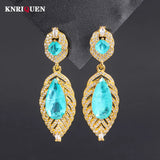 Emerald Paraiba Tourmaline Drop Earrings with Lab Diamond for Women