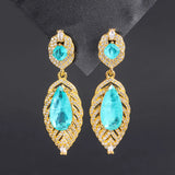 Emerald Paraiba Tourmaline Drop Earrings with Lab Diamond for Women