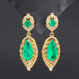 Emerald Paraiba Tourmaline Drop Earrings with Lab Diamond for Women