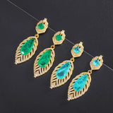 Emerald Paraiba Tourmaline Drop Earrings with Lab Diamond for Women