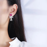Paraiba Tourmaline Emerald Ruby Drop Earrings for Women