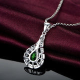 925 Silver Necklace with Gemstones Pendant for Women