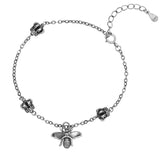 925 Silver Crown Bee Bracelet Fine Jewelry
