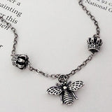 925 Silver Crown Bee Bracelet Fine Jewelry