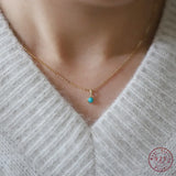 925 Silver Plated Necklace Turquoise Pendant Chain