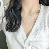 925 Silver Chain Necklaces 18K Plated Sparkling Clavicle Chain for Women