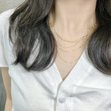 925 Silver Chain Necklaces 18K Plated Sparkling Clavicle Chain for Women