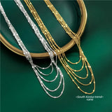 925 Silver Chain Necklaces 18K Plated Sparkling Clavicle Chain for Women