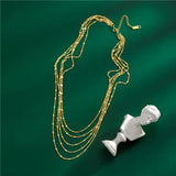 925 Silver Chain Necklaces 18K Plated Sparkling Clavicle Chain for Women