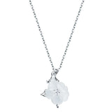 925 Silver Crystal Flower Pendant Necklace Chinese Style Leaf Flower Choker