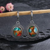 925 Silver Oval Emperor Stone Earrings Anniversary Party Ear Jewelry