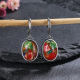 925 Silver Oval Emperor Stone Earrings Anniversary Party Ear Jewelry
