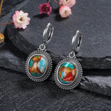 925 Silver Oval Emperor Stone Earrings Anniversary Party Ear Jewelry