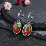 925 Silver Oval Emperor Stone Earrings Anniversary Party Ear Jewelry