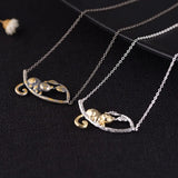 Vintage Silver Cat Pendant Necklace for Women