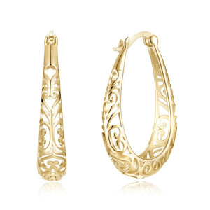 925 Silver Hoop Earrings Women Ancient Pattern Big S925 Lady Party Ears