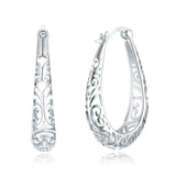 925 Silver Hoop Earrings Women Ancient Pattern Big S925 Lady Party Ears