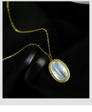 925 Silver Necklace Oval Shell Pendant Women's Jewelry