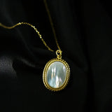 925 Silver Necklace Oval Shell Pendant Women's Jewelry