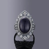 925 Silver Oval Labradorite Ring Women Gemstone Party Gift Jewelry