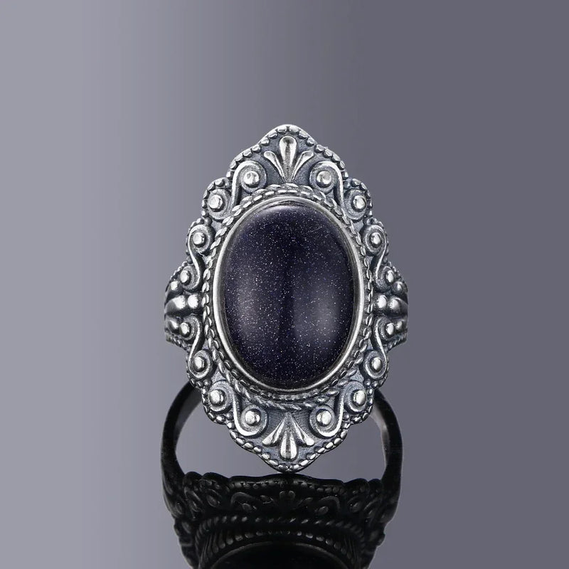 925 Silver Oval Labradorite Ring Women Gemstone Party Gift Jewelry