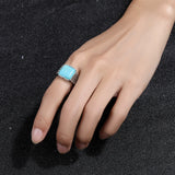 925 Silver Turquoise Square Ring Women's Fine Jewelry