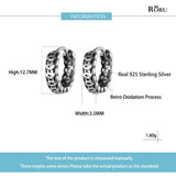 925 Silver Small Hollow Hoop Earrings Chinese Elements