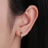 925 Silver Small Hollow Hoop Earrings Chinese Elements