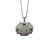 925 Silver Hotan Jade Fish Lotus Pendant Necklace Chinese Ruyi Clavicle Chain