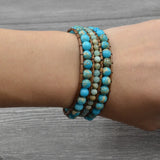 Retro Agates Jaspers Cuff Bracelet Stone Bohemia Jewelry