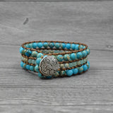 Retro Agates Jaspers Cuff Bracelet Stone Bohemia Jewelry