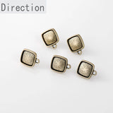 Retro Alloy Square Round Silver Pin Earrings DIY Material
