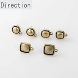 Retro Alloy Square Round Silver Pin Earrings DIY Material