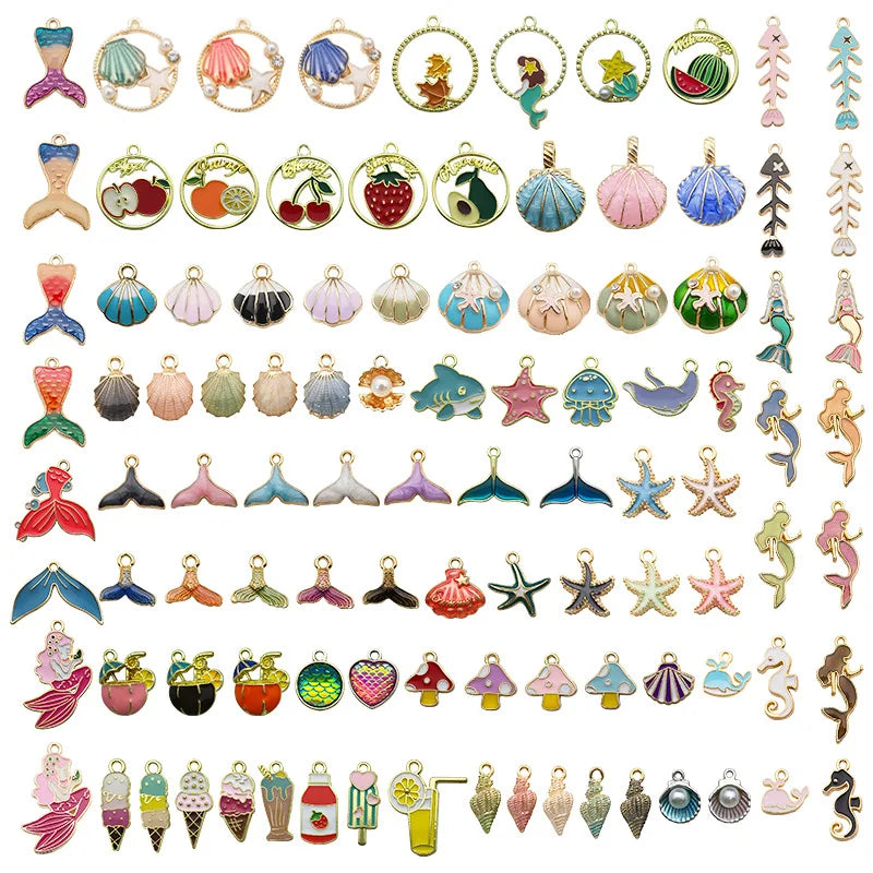 Alloy Enamel Flower Starfish Shell Charm for Jewelry Making DIY