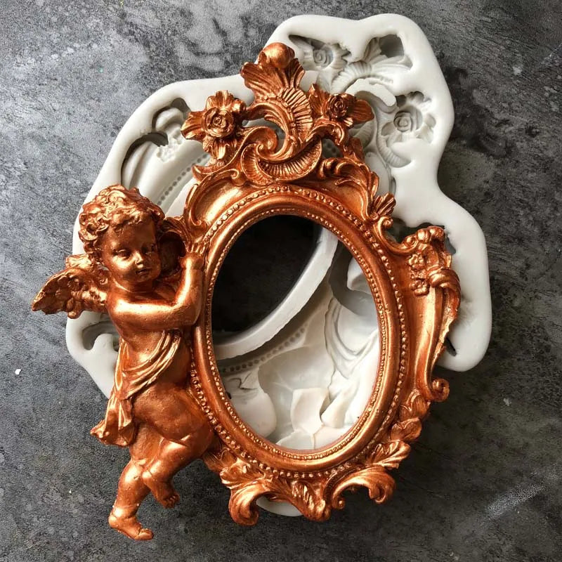 Retro Angel Photo Frame Pendant DIY Silicone Mold