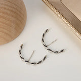 925 Silver Ear-Bone Twist Roped Twine Piercing Stud Earrings