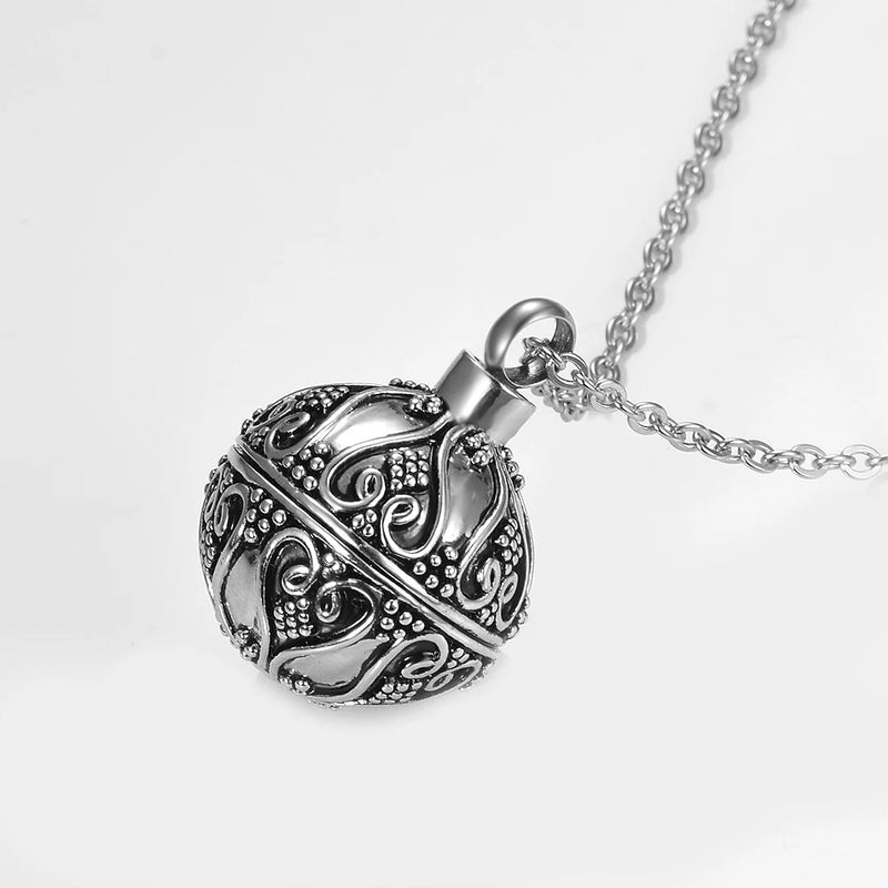 Retro Ball Antique Cremation Necklace Keepsake Ashes Urn